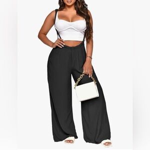 Women’s Casual Black Loose Jumpsuit With Pockets